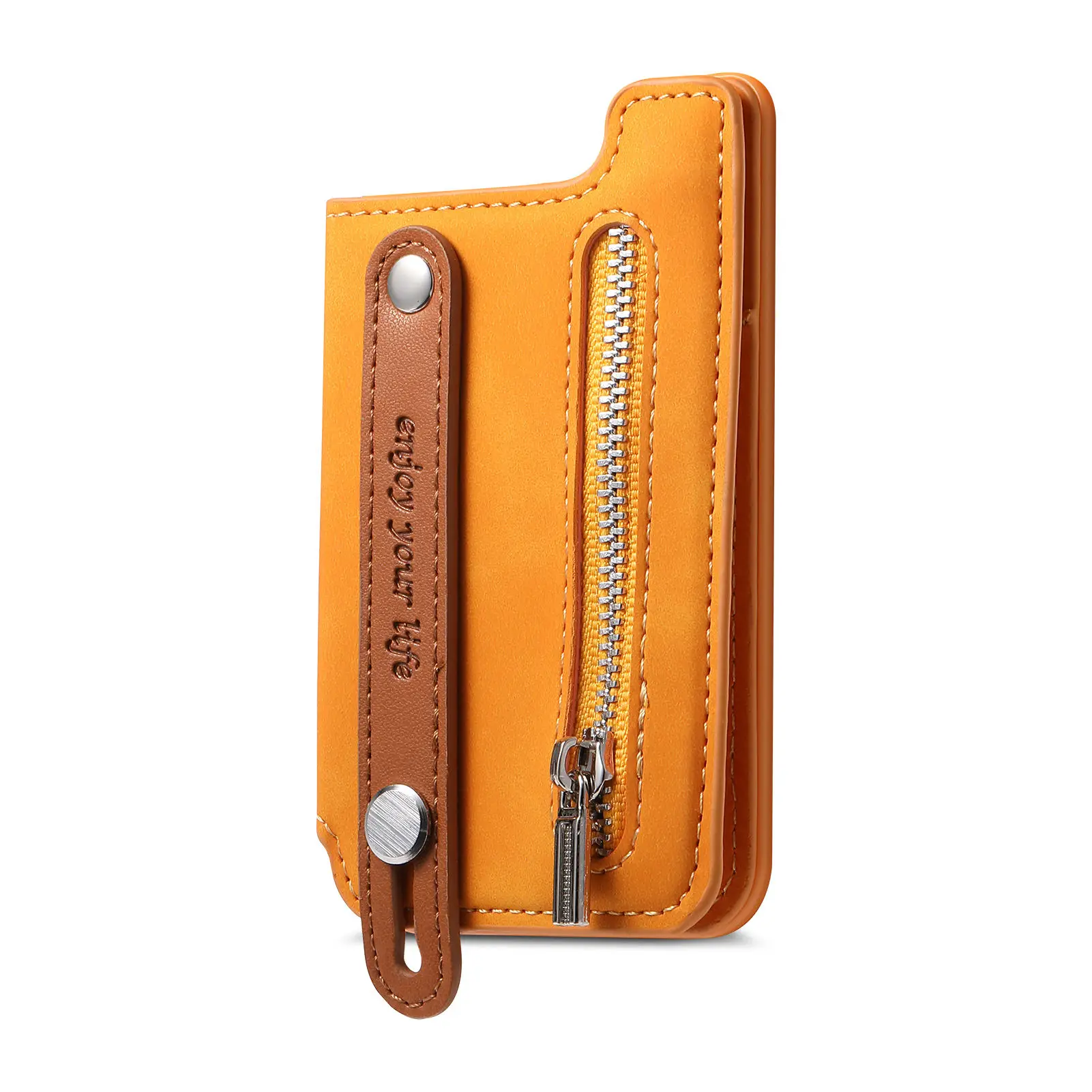 Telefoonkaarttas Draagbare portemonnee met ritssluiting Geschikt voor Magsafe Magnetische telefoonhoes Universele push-pull polsband Desktophouder