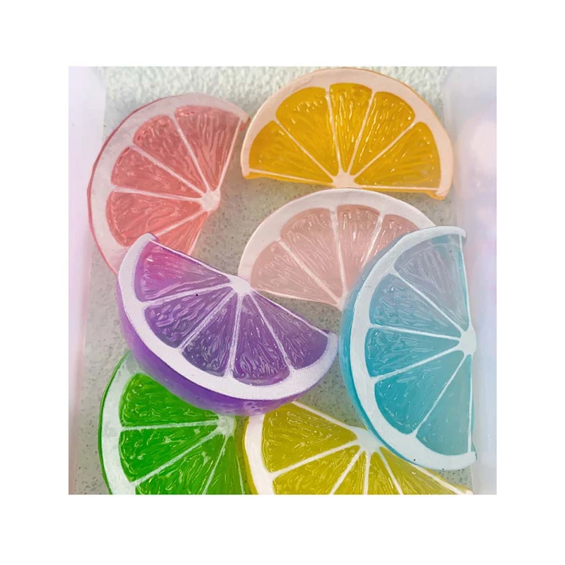 100Pcs Resin Artificial Lemon Lime Slice Ornaments Sweet Dollhouse Fruit Crafts For Home Party Decoration Wedding Vase Fillers