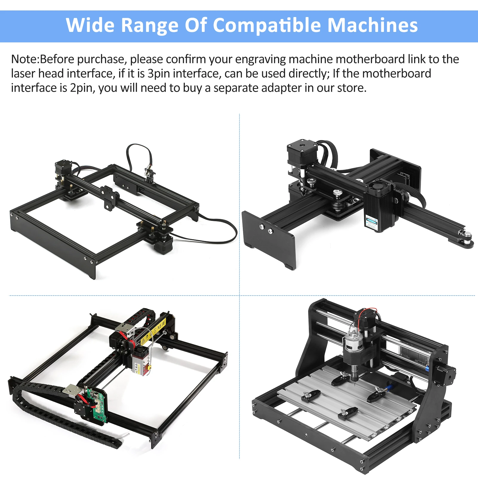 450nm Laser Module Adjustable Focal Length High Speed Laser Engraver Cutter 3D Printer for CNC Laser Cutting Machine Tools