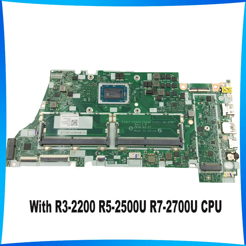 NM-B781 For Lenovo Yoga 530-14ARR FLEX 6-14ARR Laptop Motherboard With R3-2200 R5-2500U R7-2700U CPU DDR4 5B20R47695 30Pin/36Pin