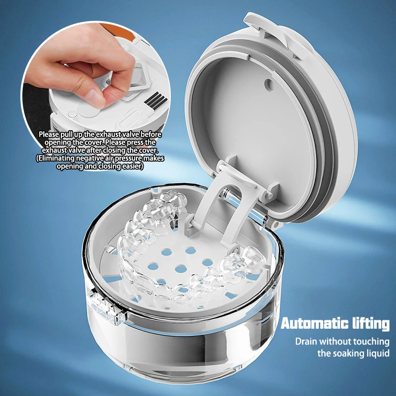 ^ Retainer Invisible Braces Box Braces Storage Box Soaking Invisible Teeth Denture Cleaning Portable~