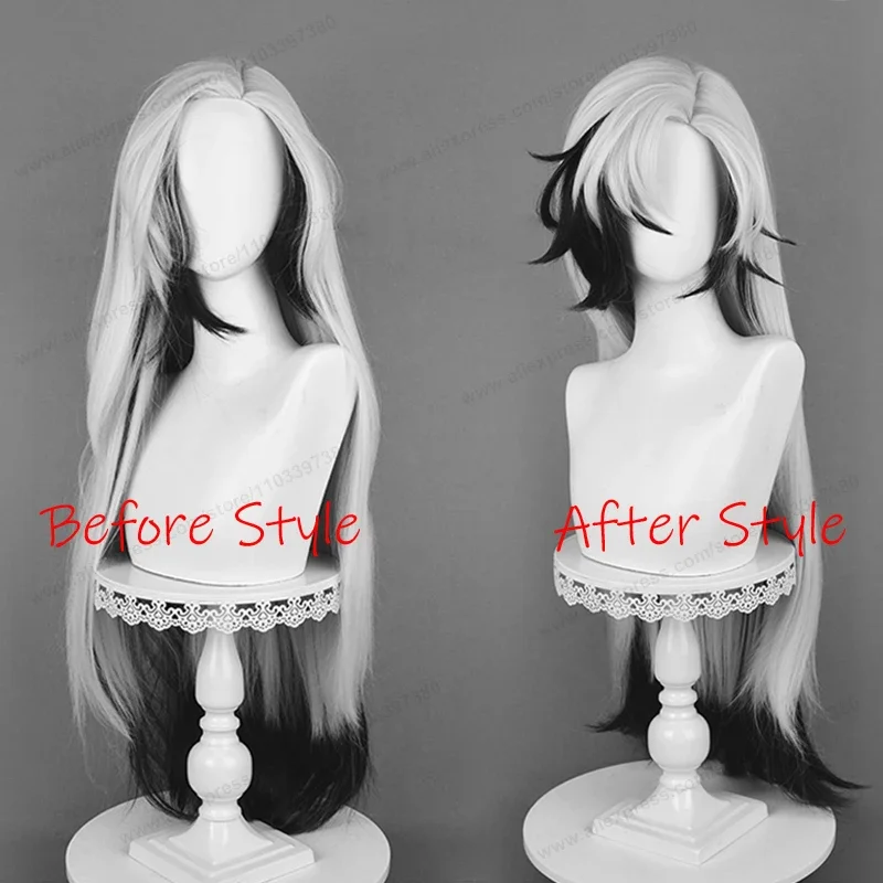 Boothill Cosplay Wig Synthetic Hair Honkai Star Rail 92cm Long Slive White Black Hairs Anime Heat Resistant Wigs