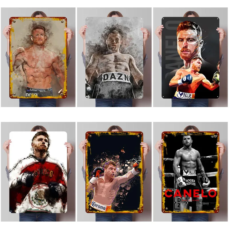 Жестяная вывеска Canelo Saul Alvarez, спортивные металлические постеры, настенная художественная роспись, металлические вывески на заказ для настенного художественного украшения, декор для комнаты