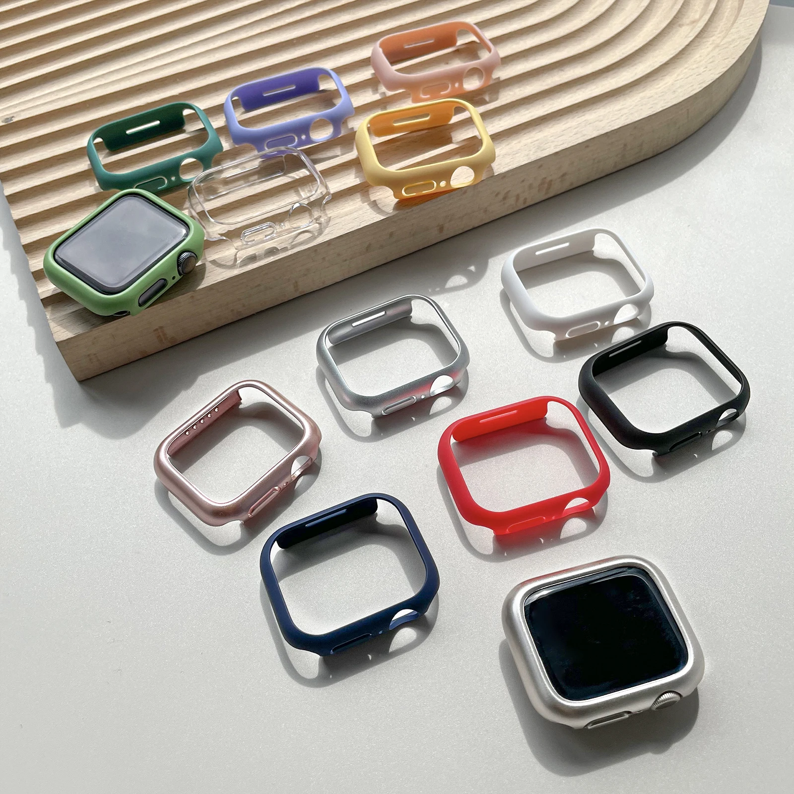 Hard PC Matte Bumper Case for Apple Watch S10 46mm 42mm 3 2 1 42MM 38MM Frame Cover for iWatch 4 5 6 SE 40 44MM 7 8 9 41MM 45MM