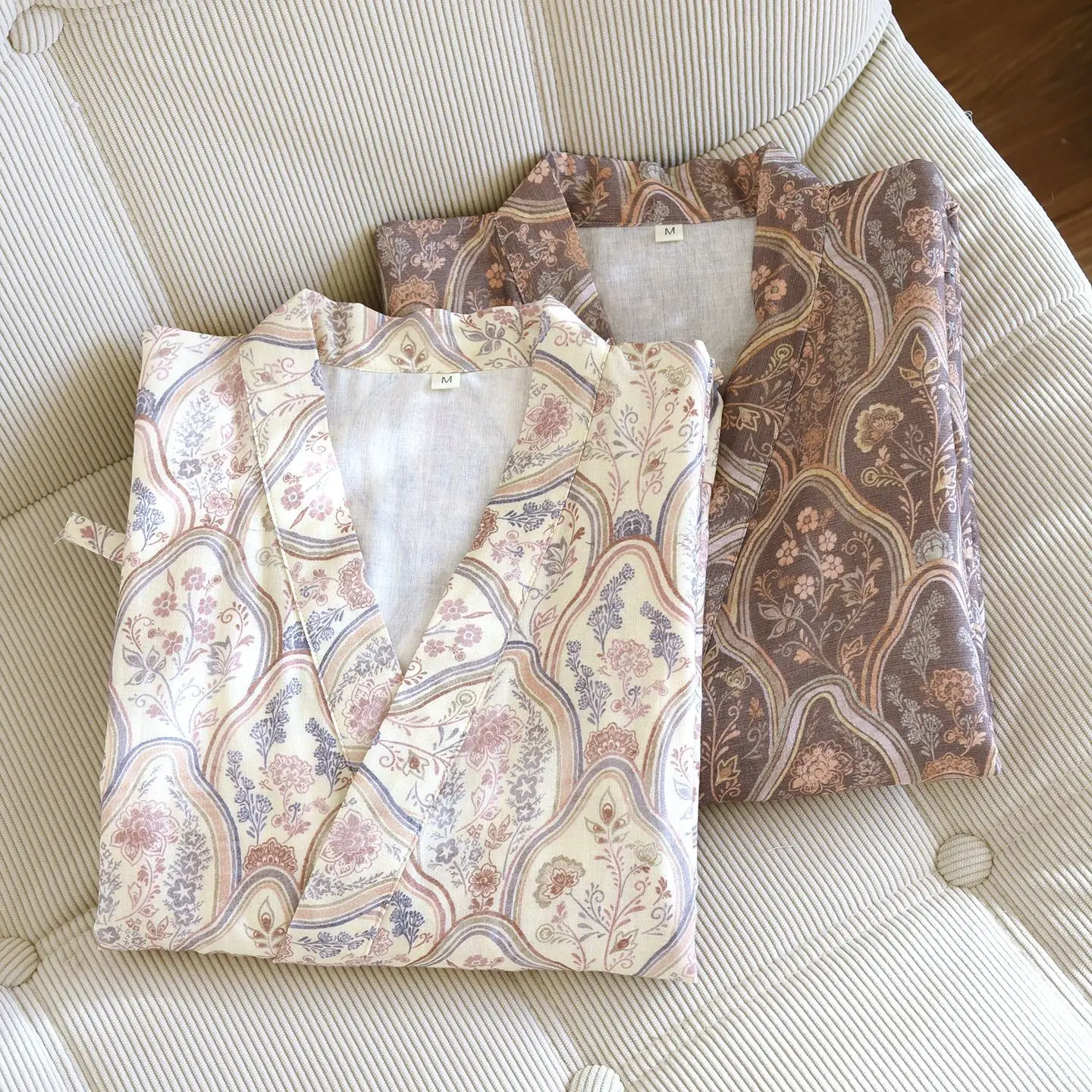 

Women's Print Cotton Kimono Robe Loose Fit Mid-long Bathrobe for Spring and Summer Loungewear Sleepwear Clothes