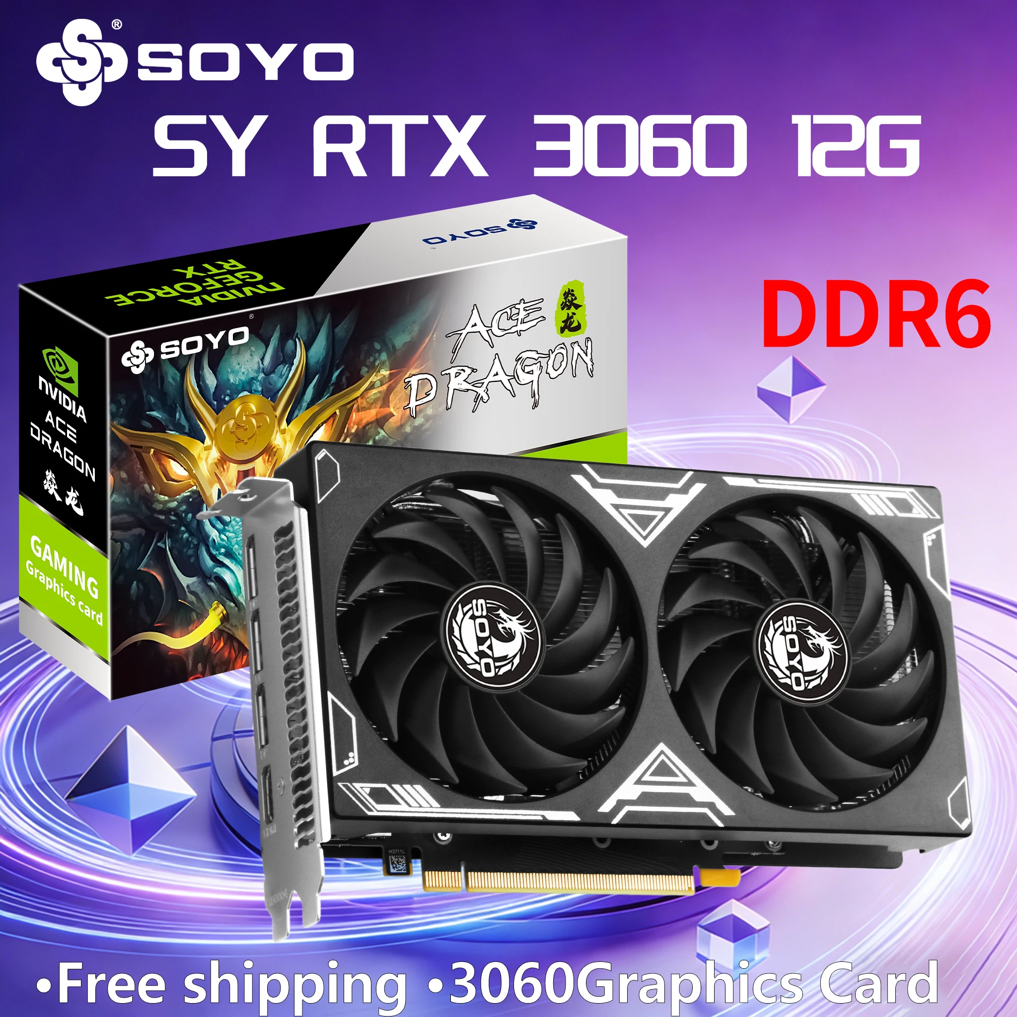 Nuevas tarjetas gráficas para juegos SOYO NVIDIA GeForce RTX 3060 12GB GDDR6 192Bit GPU de escritorio Tarjeta de vídeo Componentes de ordenador 3*DP HDMI