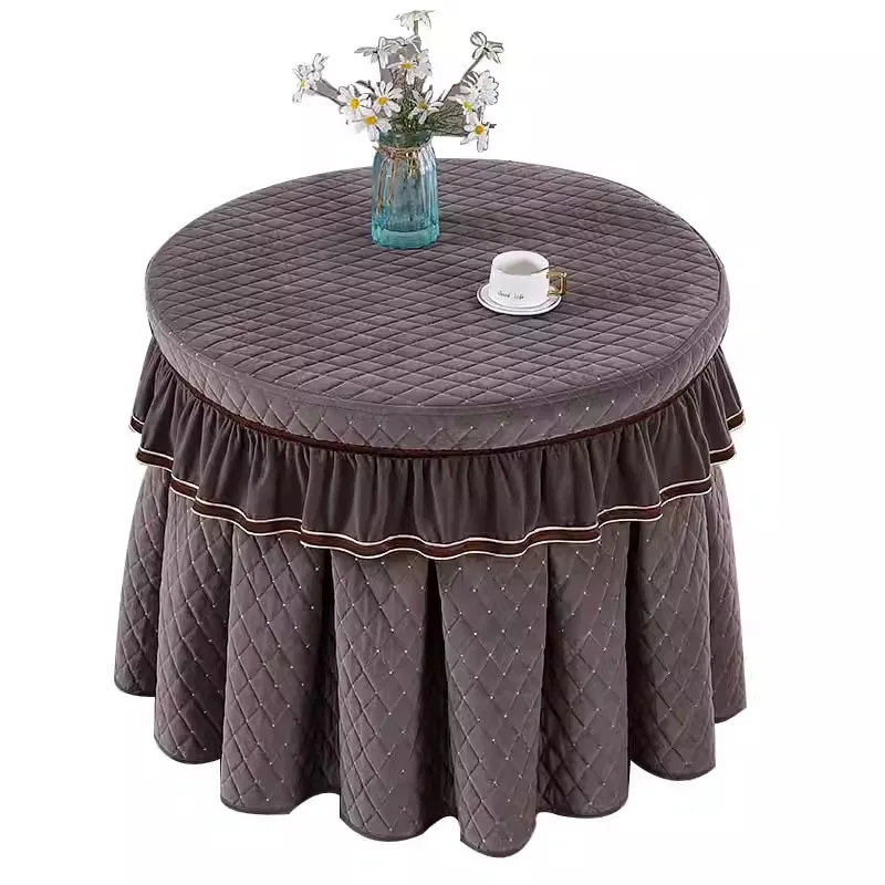 

Round fire table, covered with tablecloth for household use, piled and thickened electric heating stove coffee table