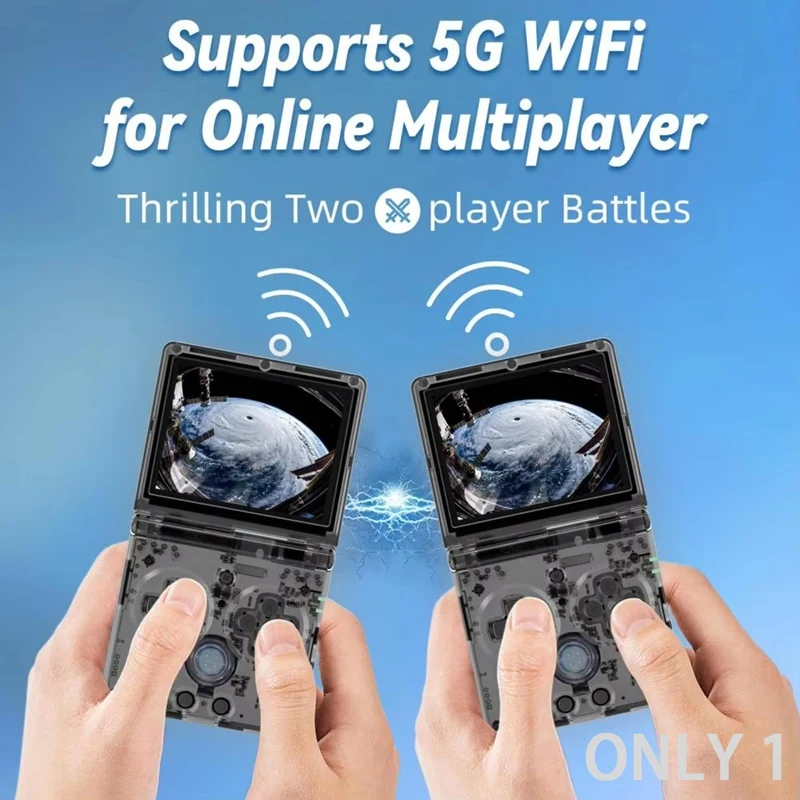 휴대용 접이식 레트로 핸드헬드 게임 콘솔, RG35XXSP, 3.5 인치 스크린, 3300Mah 배터리, 64GB