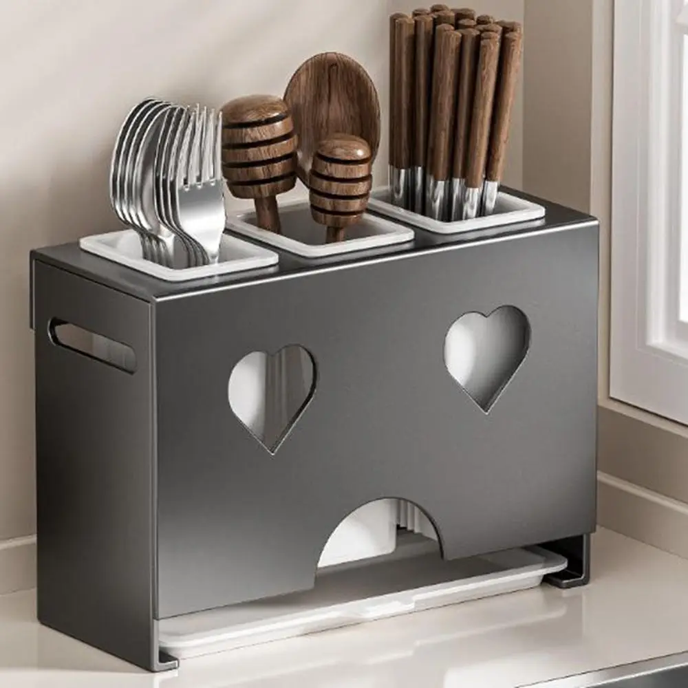 Practical Steel Cutlery Holder Hangable Rust-proof Chopstick Cage Large Capacity Detachable Cutter Storage Rack Restaurant