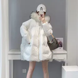 Winter Down Jackets Women Real Fox Fur Hooded Parkas Lady Puffer Coats Thicken Warm Bat Type Snow Outwear Female Loose Overcoats