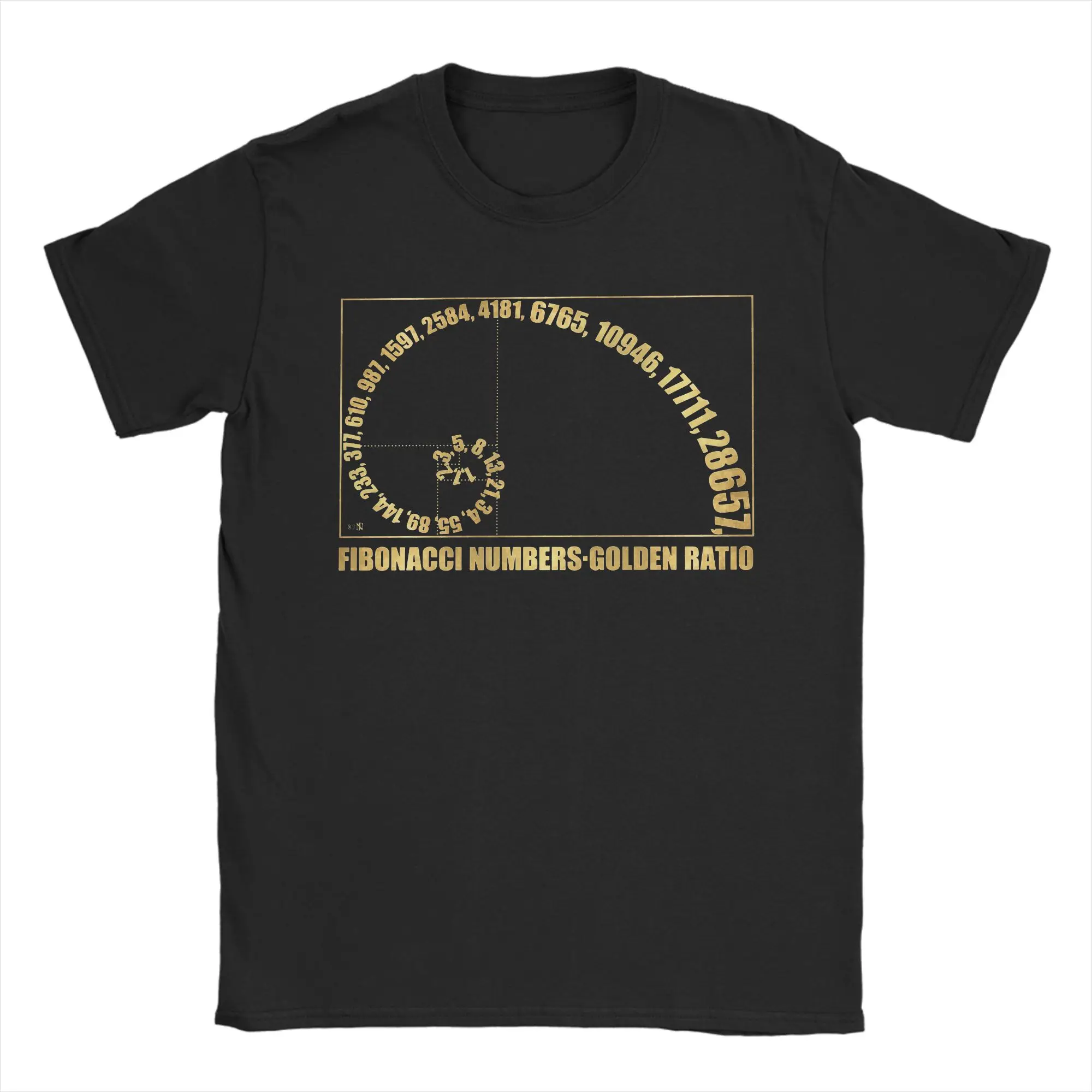 Fibonacci Sequence Numbers Golden Ratio T-Shirts Men Math Technical Geek 100% Cotton Tees Crew Neck T Shirt Gift Clothing