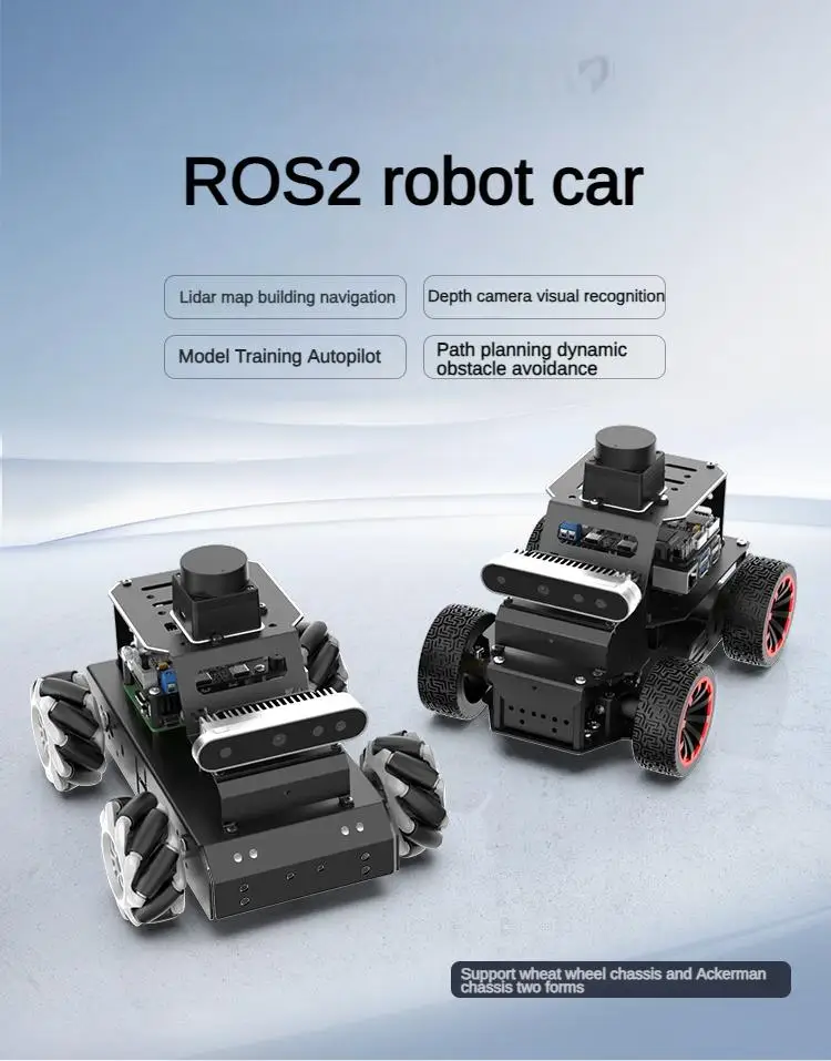 سيارة روبوت 4WD مع كاميرا Lidar أحادية/عمق RC لسيارة Raspberry Pi 5 ROS Robot Kit تدعم SLAM وخزان القيادة المستقل