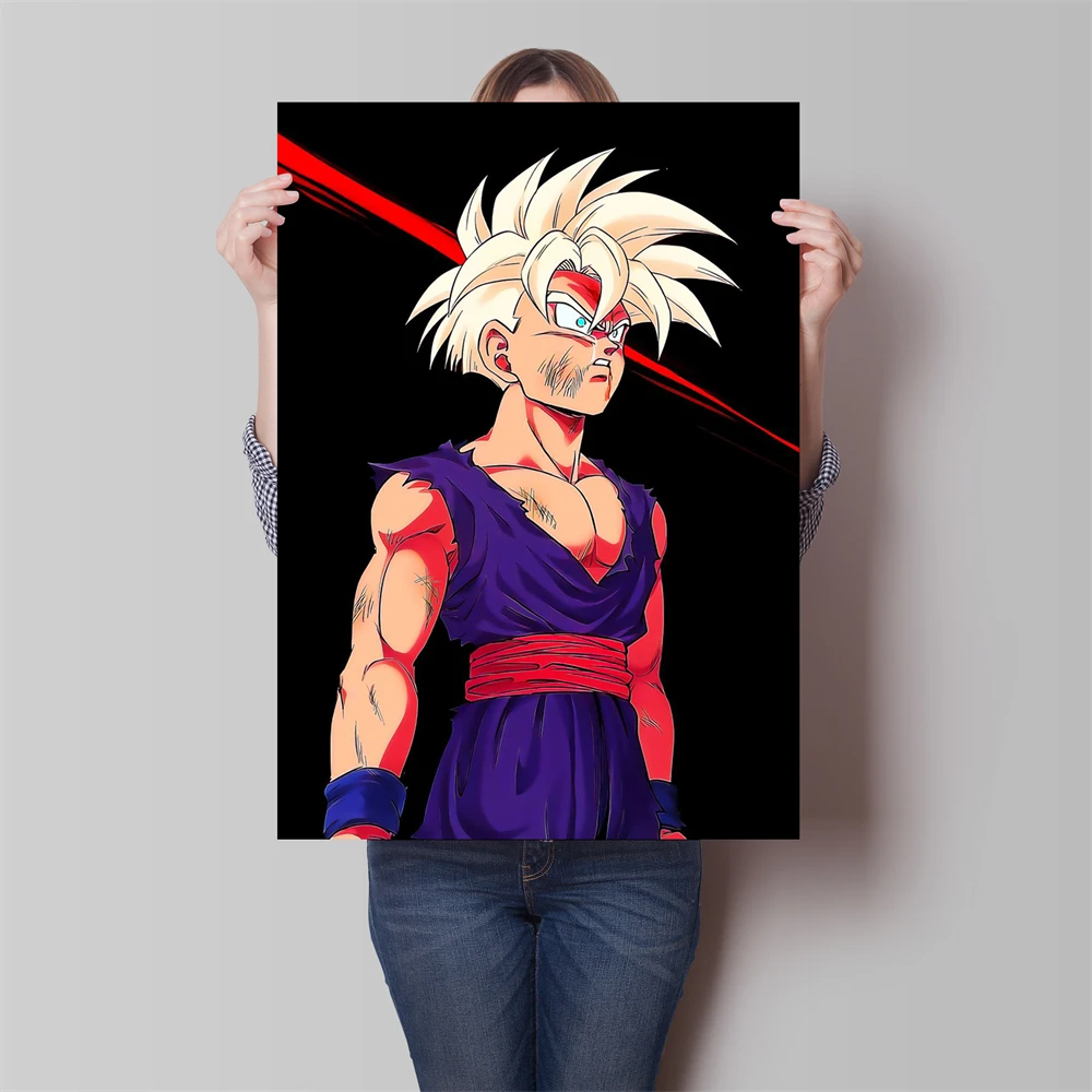 Póster impreso en lienzo de Anime, figuras de Dragon Ball Z, Majin Buu Beerus, decoración de pared para el hogar, habitación, Bar, pintura artística, Retro clásico japonés