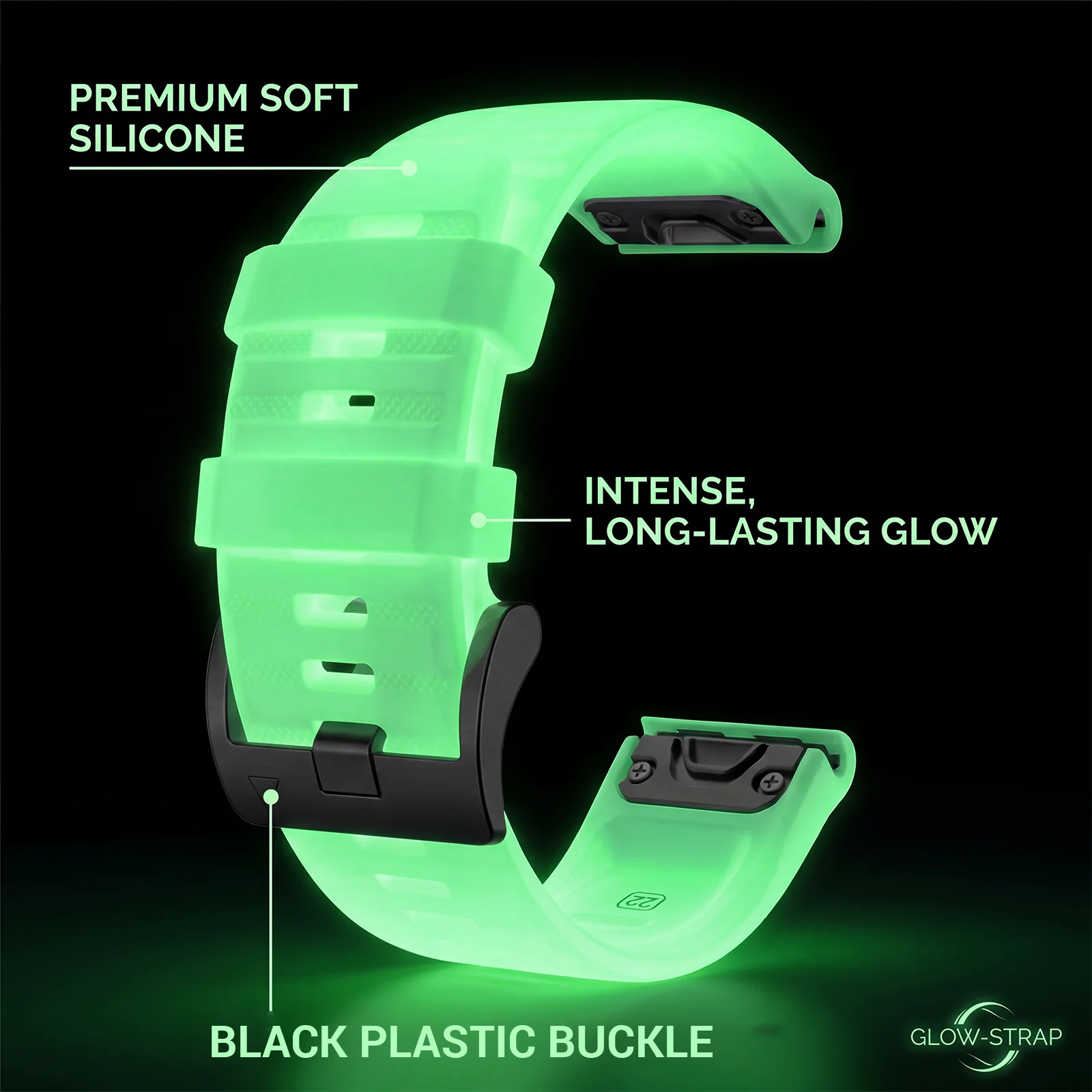 Quick Fit 22 26mm Luminous Silicone Watch Band For Garmin Fenix 6 6X 7 7X 5 5X Plus Epix Pro Enduro 3 Forerunner 970 965 Fenix8 view 5