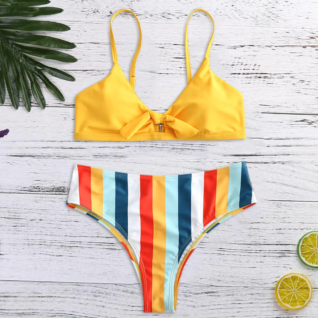 Maillot de bain deux pièces pour femmes, soutien-gorge rembourré, push-up, pour la plage