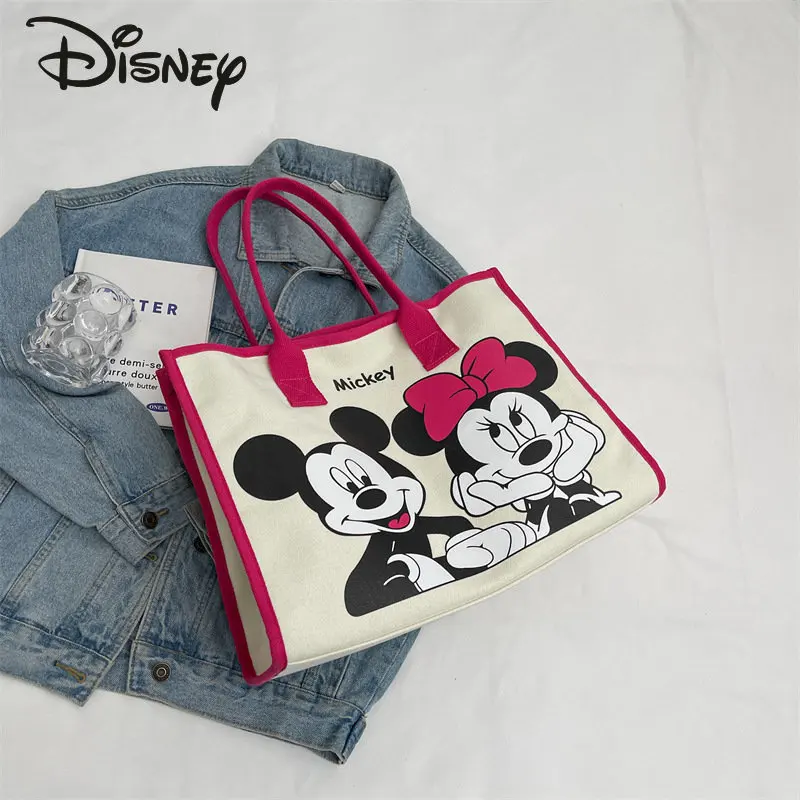 Imagem -03 - Disney-bolsa de Ombro de Grande Capacidade Feminina Bolsa Feminina Desenhos Animados Mickey Versátil Alta Qualidade Novo Moda