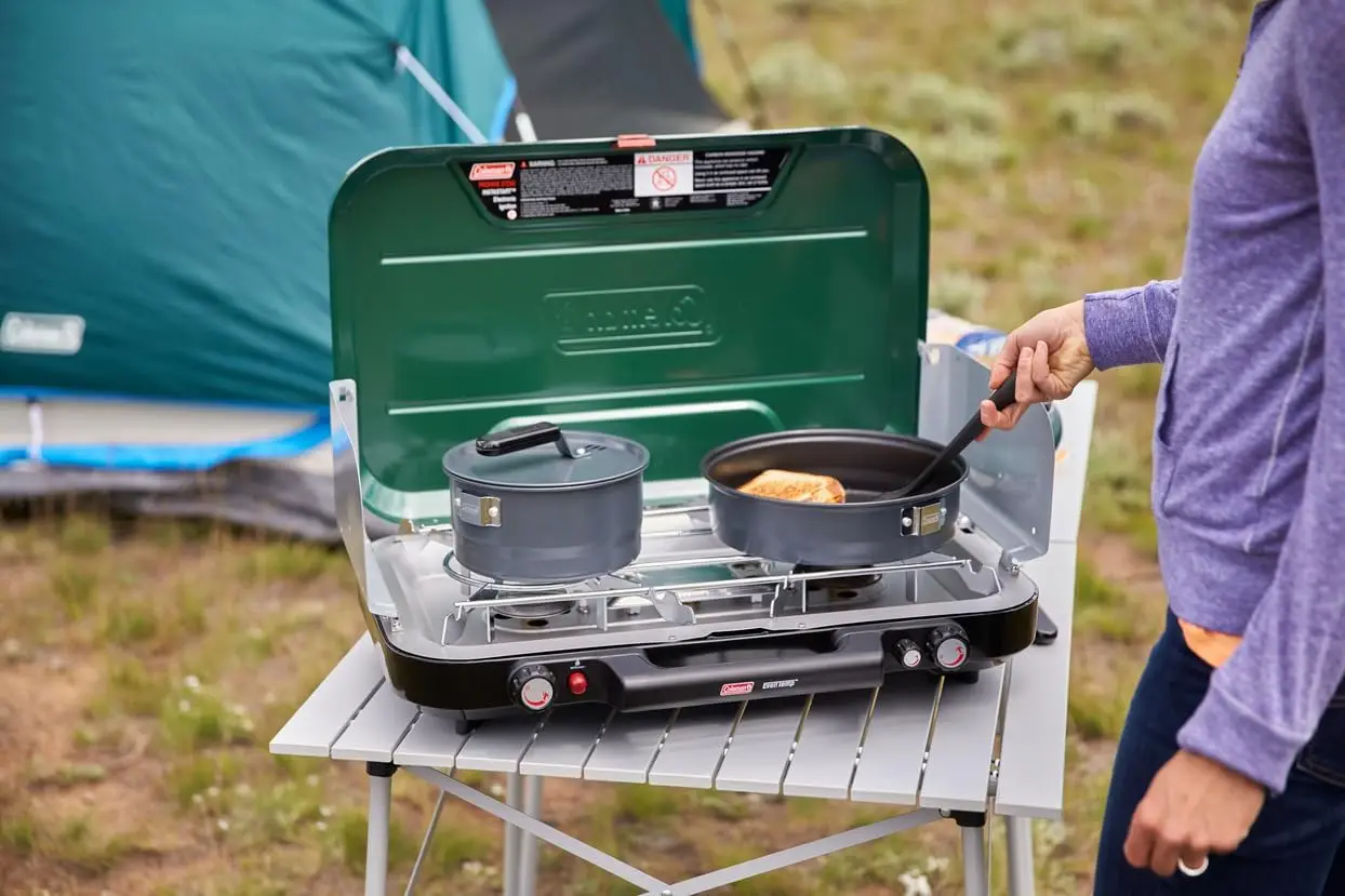 Classic 3-Burner Propane Camping Stove, Portable Camp Stove with 3 Adjustable Burners & Push-Button Instant Ignition