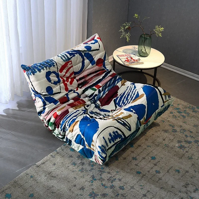 MOMO Personalized Patterned Fashion Caterpillar Sofa Living Room Designer Single Leisure Chair Tatami Balcony Width 80cm image 3