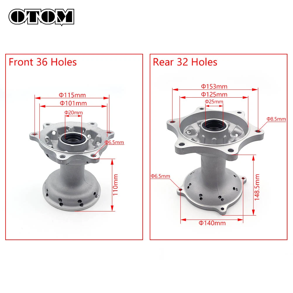 OTOM Die-casting Aluminum Wheel Hub Motorcycle 36/32 Holes Front And Rear Wheel Hubs For HONDA CRF250R CRF250X CRF450R Dirt Bike