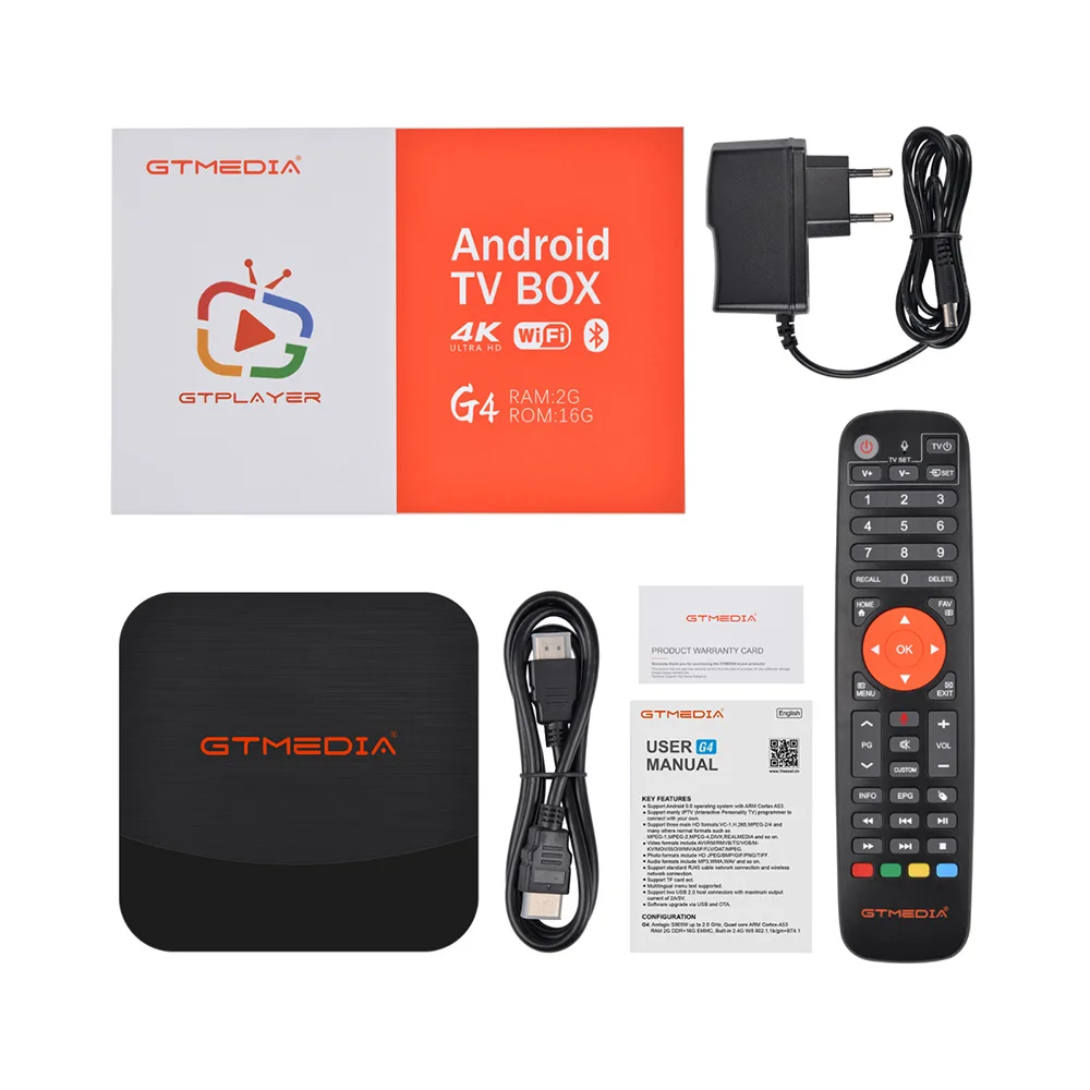 Оригинальный GTMEDIA G4 H.265 встроенный Wi-Fi 2,4G Bluetooth голосовой пульт дистанционного управления 2 ГБ ОЗУ + 16 ГБ ПЗУ Android 9.0 ТВ-коробка Оригинальный GTMEDIA G4 H.265 встроенный Wi-Fi 2,4G Bluetooth голосовой пульт дистанционного управления 2 ГБ ОЗУ + 16 ГБ ПЗУ Android 9.0 ТВ-коробка