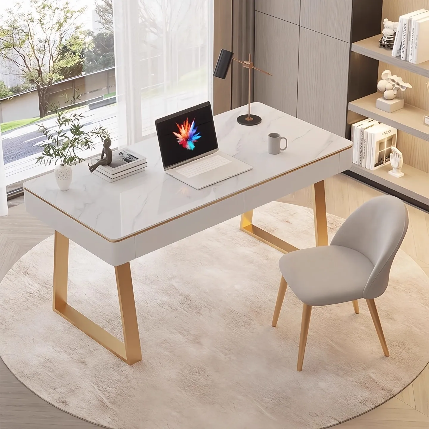 

HT Rock slab desk for homemodern casual study office simple bedroom computer desk