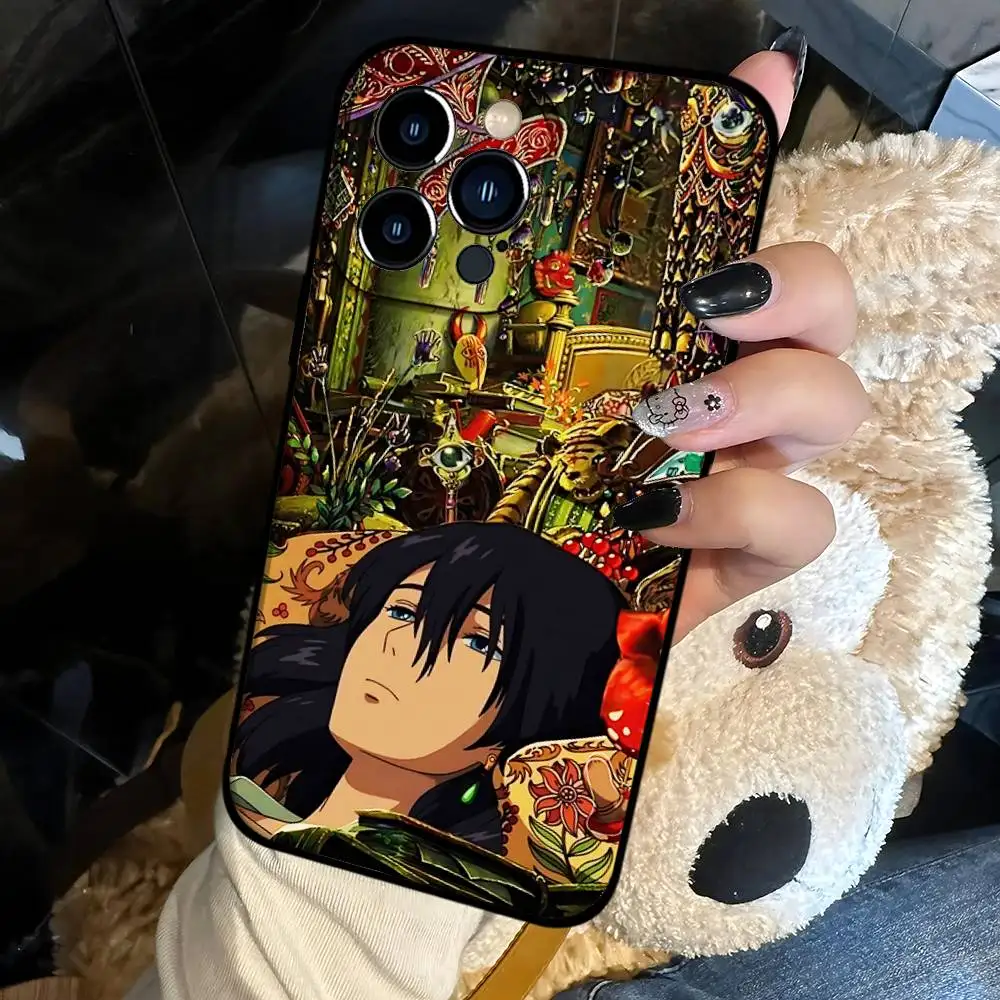 أنيمي G-Howls M-Moving CastleS جراب هاتف جراب هاتف آيفون 17 16 15 14 13 12 11 X XR XS Plus Pro Max غطاء أسود ناعم صغير