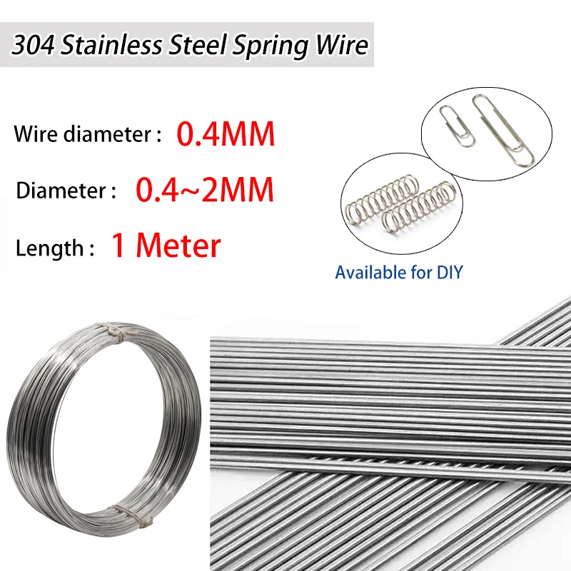 Length 1M Dia 0.4~2mm 304 Stainless Steel Spring Wire DIY Accessories Straight Wire Spring Steel Elastic Steel Wire