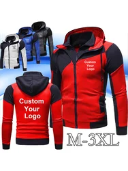 Autumn Winter Fashion Men Custom Your Logo  Double Zipper Sweatshirt Hoodie Jacket Hoodies Jacket Sportswear Male Hoodie Jacket