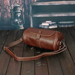 Retro Barrel-shaped Crossbody bag Men Shoulder Bag Fashion Design Bucket Bag Men's Crossbody bags Couple Shoulder Messenger Bags