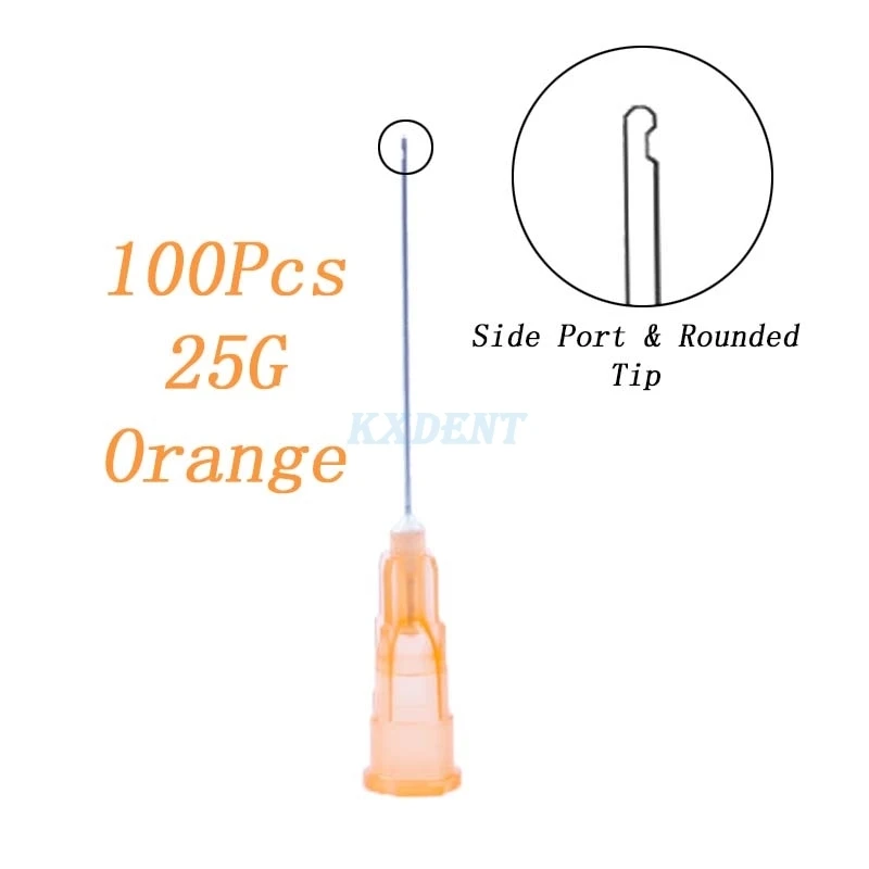 100pcs Dental Endo Irrigation Needle Tips Dentistry End-Closed Side Hole Endo Syringe Root Canal Washing Needle Tip 25G/27G/30G