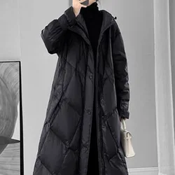 Parka de inverno super longa feminina, roupa solta, quente, grossa, à prova de cold, jaqueta de algodão acolchoada, manga longa, windproof, casacos