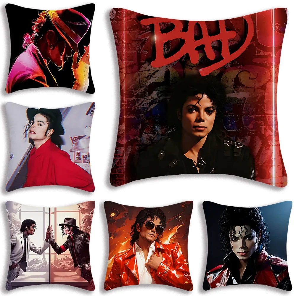 

Custom Super Star Michael Jackson Pillow Covers Cartoon Sofa Decorative Home Doublesided Printing Short Plush Cute Cushion Cover