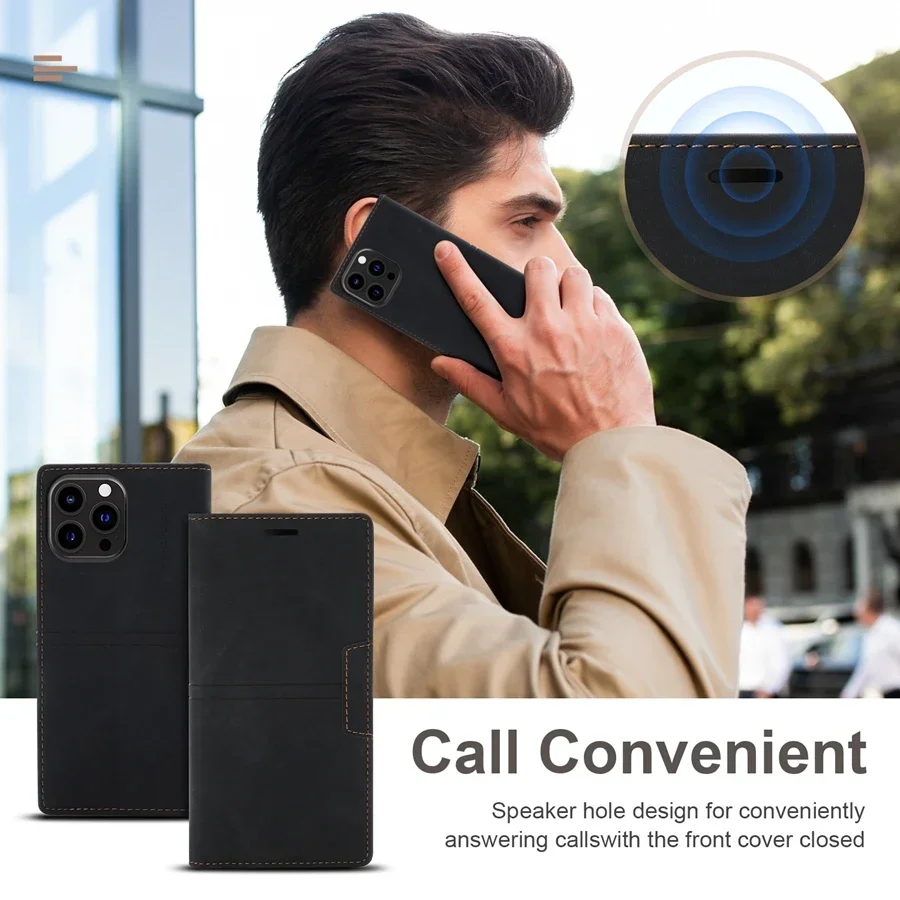 Wallet Fantastic Suction Card Slot Magnetic Flip Leather Case For iPhone 16 Pro Max 15 14 13 12 11 X XR XS SE4 SE3 SE2 8 7 Plus