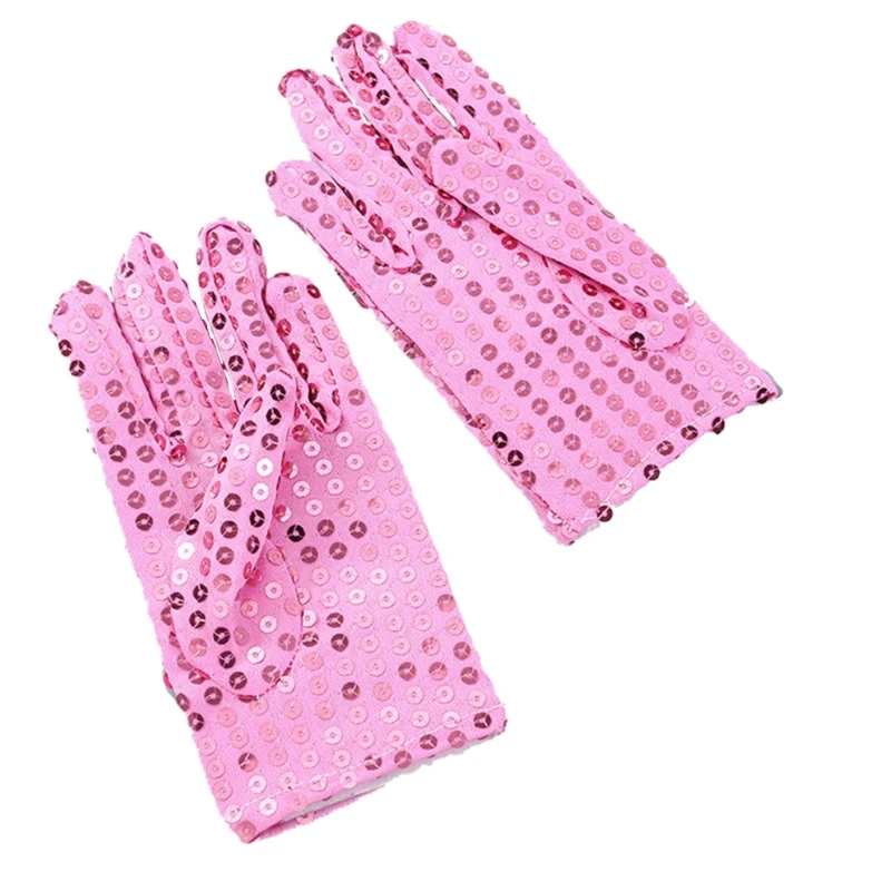 Elastic Kids Sequins Gloves Dance Competitions Shining Singing Christmas Party Delicate Children Full Finger Gloves