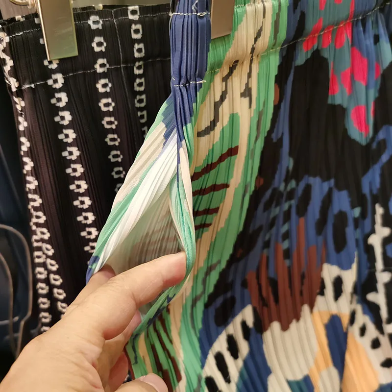 Miyake Pleated Half Skirt Niche Design Sense Fold Miyake Print Pleat Jupe Summer Pleats High Waist Pocket Plisse A-line Skirt