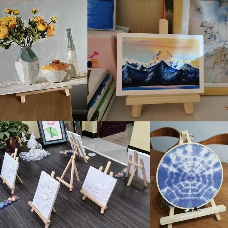 2026 top quality adjustable mini wooden easel desktop painting easel stand portable triangular desktop canvas stand for painting