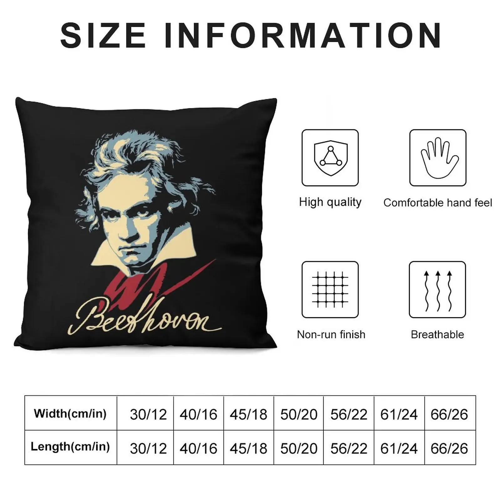 Beethoven Throw Pillow Cushion Cover For Sofa pillows decor home pillow