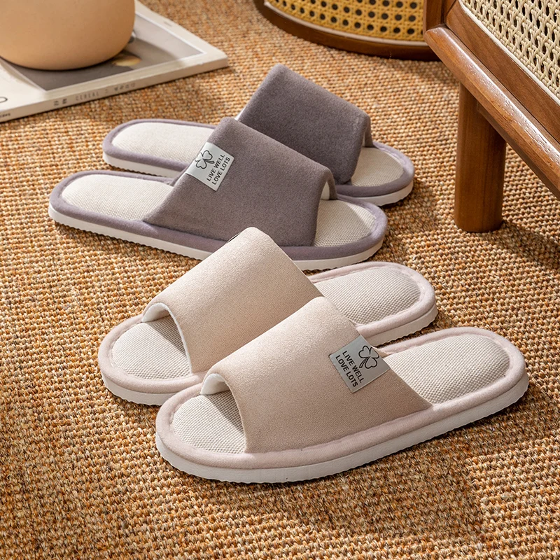 Spring & Summer Women's Open-Toe Slippers for Indoors Non-Slip House Shoes with Soft Sole, Simple Home Floor Slip-Ons All Season