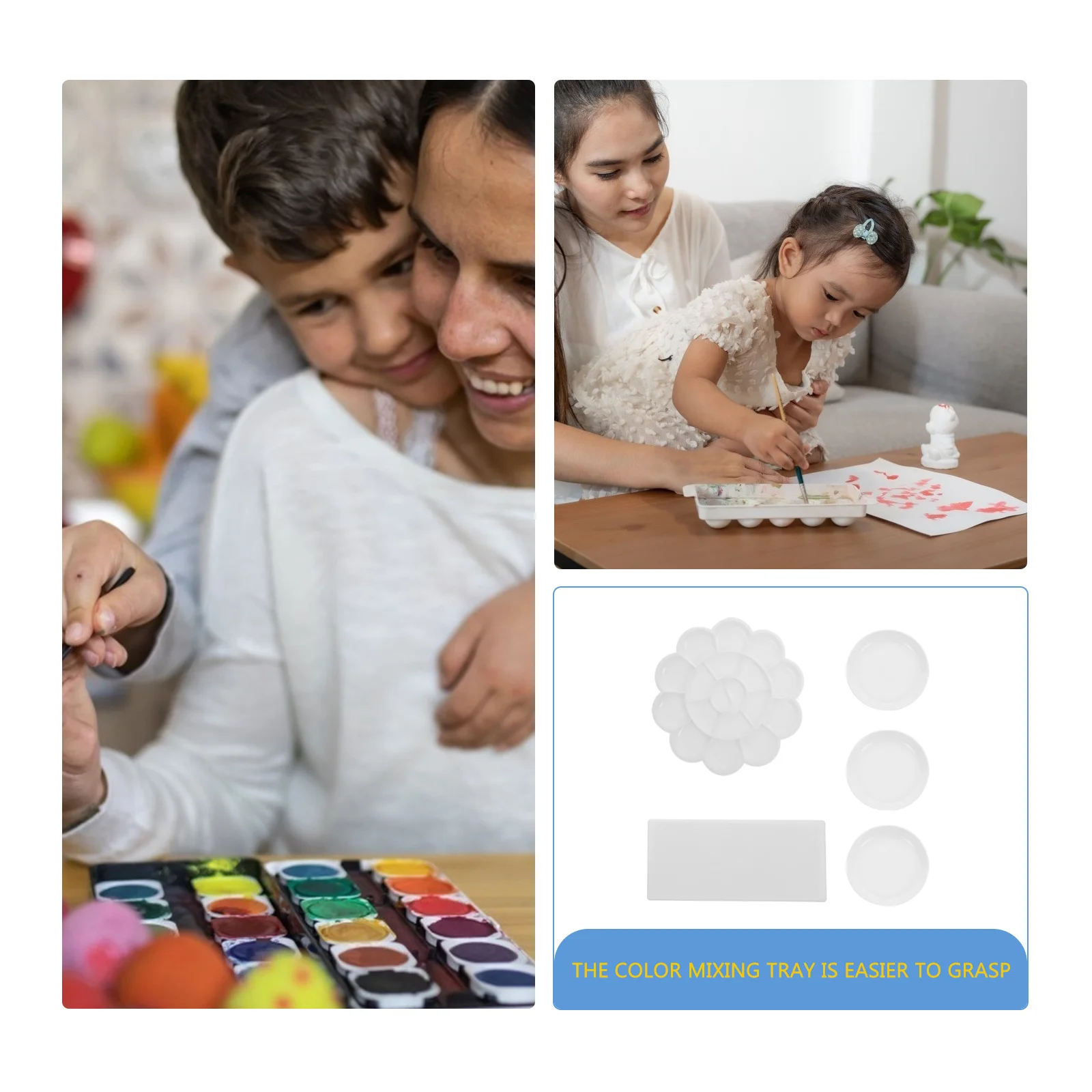 

1Set Artist Paint Tray Color Mixing Plate Durable Lightweight Portable Pallet Tray for Gouache Watercolor Oil Painting