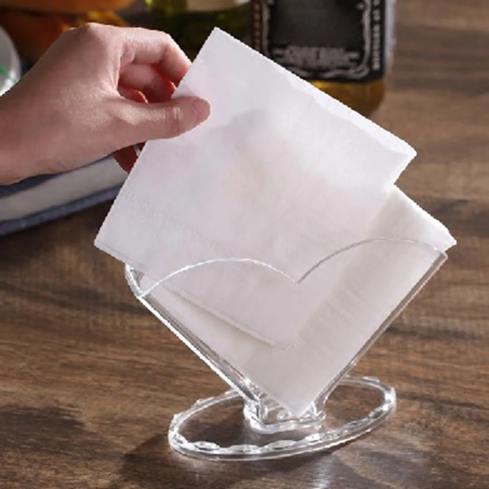 

2pcs Acrylic Tissue Holder Hotel Napkin Dispenser Smooth Edge Space Saving Upright Design For Home Restaurant Store Use