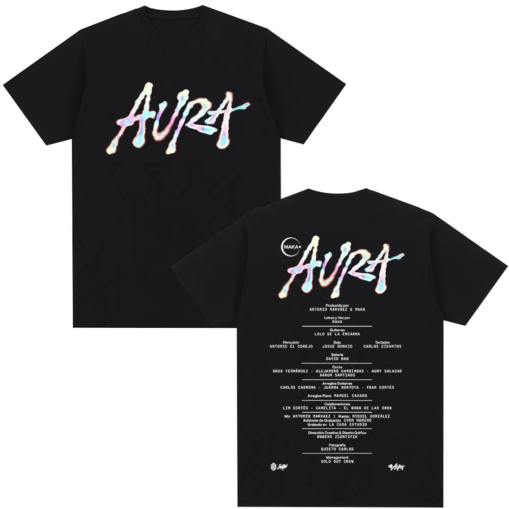

Рэпер Maka Aura 2025 Album Tour Мерч Футболки Мужчины Женщины Модные винтажные футболки Повседневная хлопковая футболка с коротким рукавом Уличная одежда