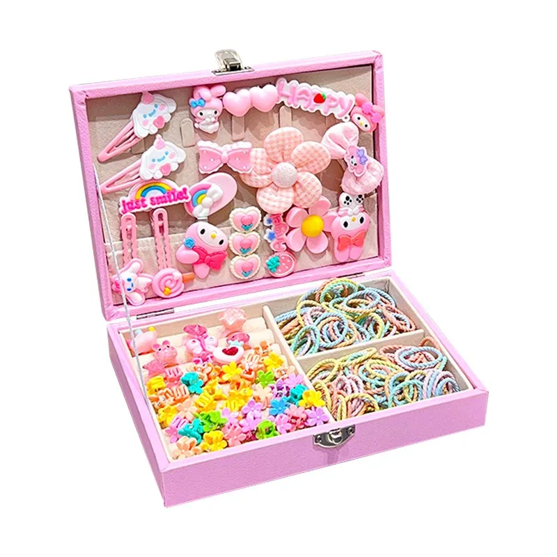 2025 japonais Sanrio nouveau dessin animé cannelle pince à cheveux bijoux boîte-cadeau Kawaii Kuromi mélodie cadeau de Festival pour enfants