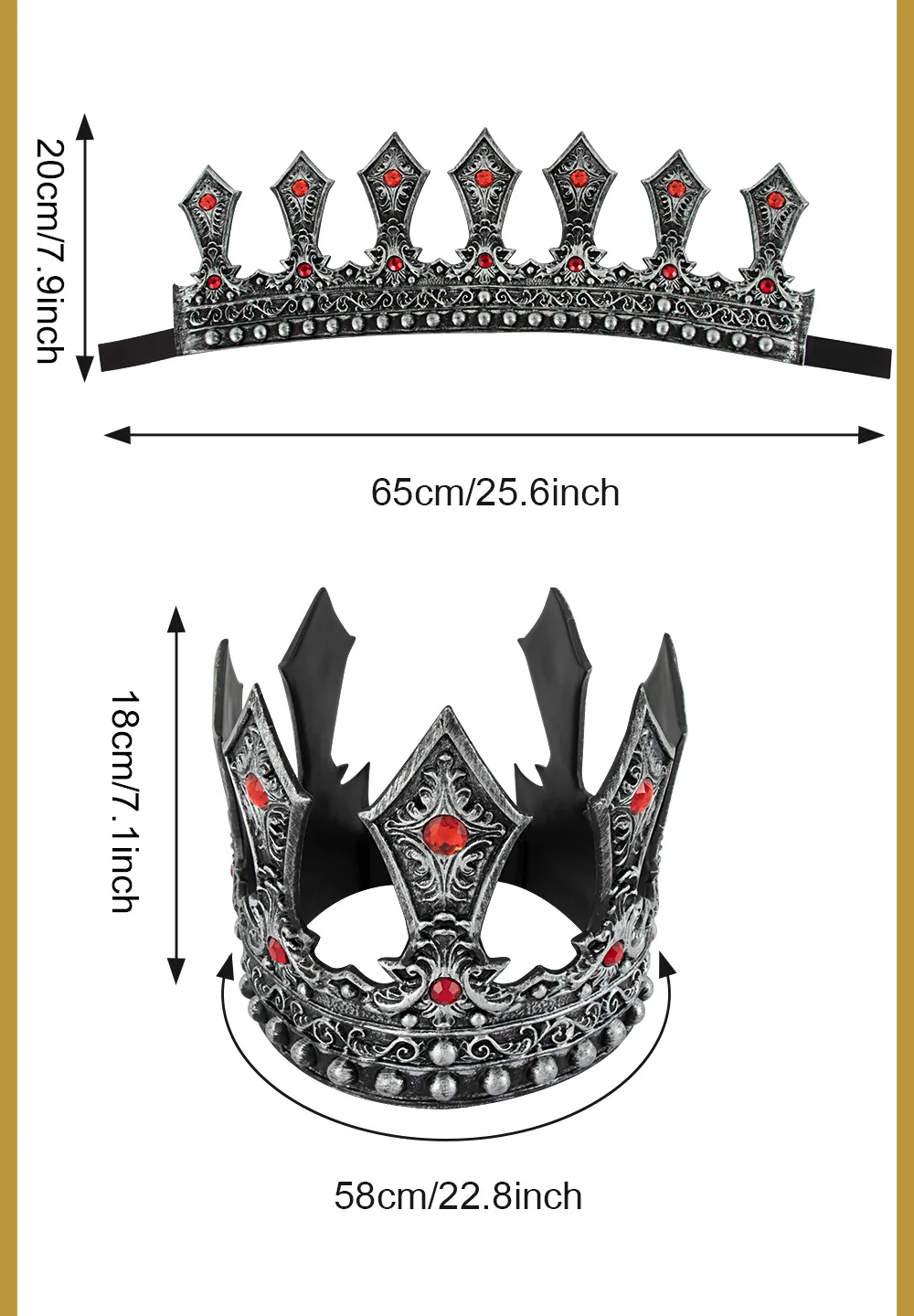 Königliche Kronen Cosplay König Königin Kronen Prinzessin Tiara Halloween Party Kostüme Zubehör Weihnachten Maskerade Kopfbedeckung Kostüm – Detail 6