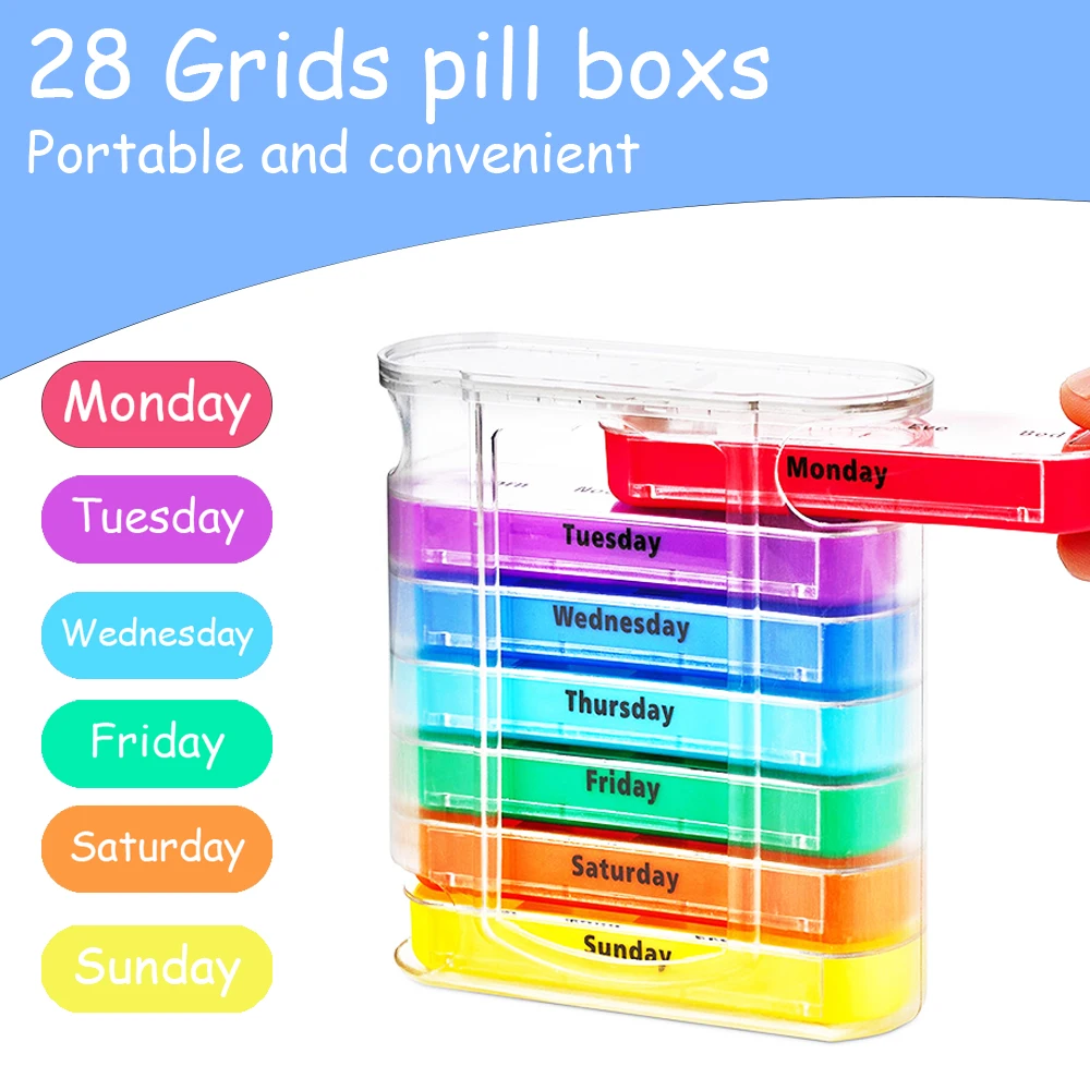 7 Days Pill Medicine Box Weekly Monthly Tablet Holder Storage Organizer Container Case Pill Box Splitters Pharmacy Pill Case