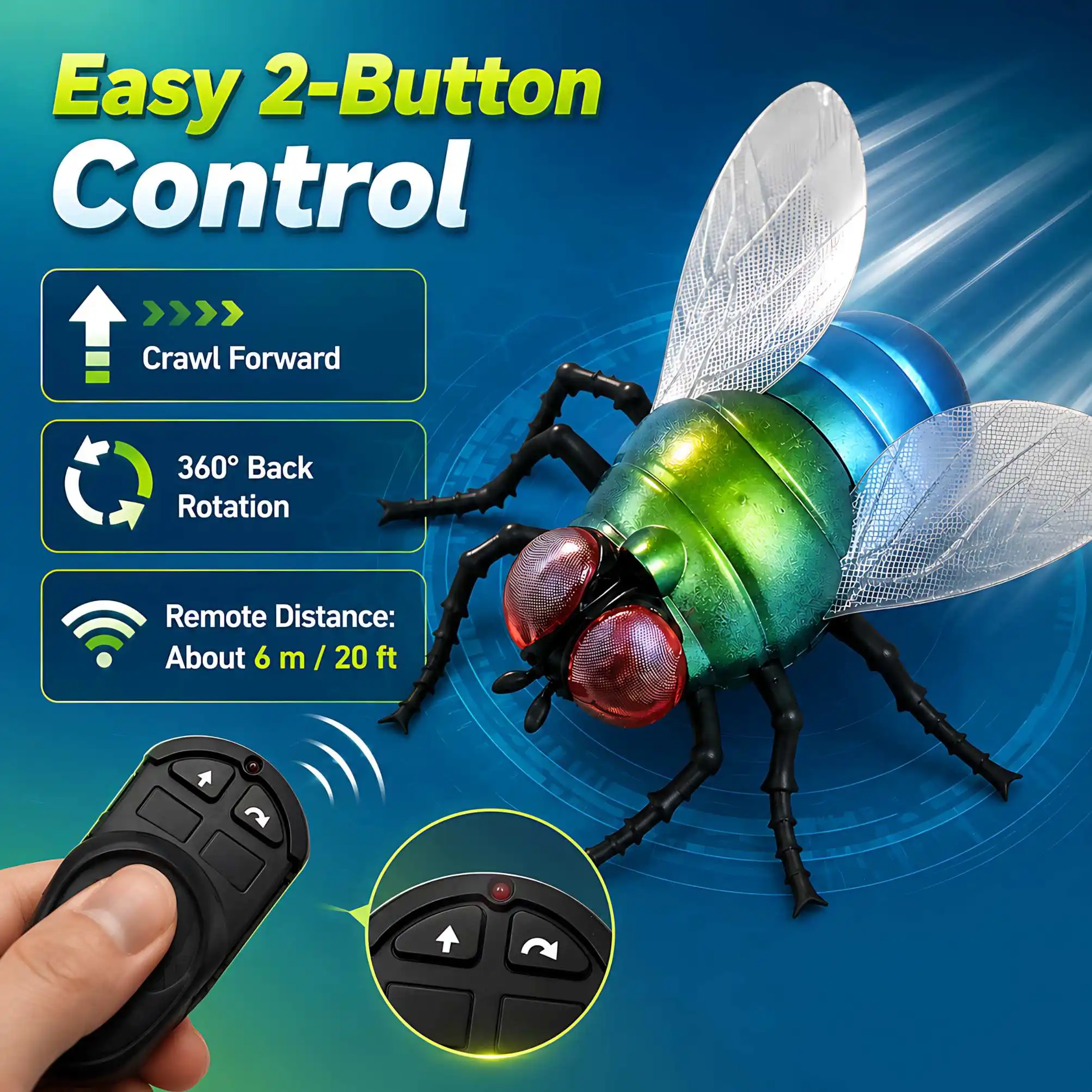 RC Flying Bug Toy Remote Control Insect Prank Toy Realistic Fake Bug with Flying Action Scary Joke Gadget Kids Adults Party Gift