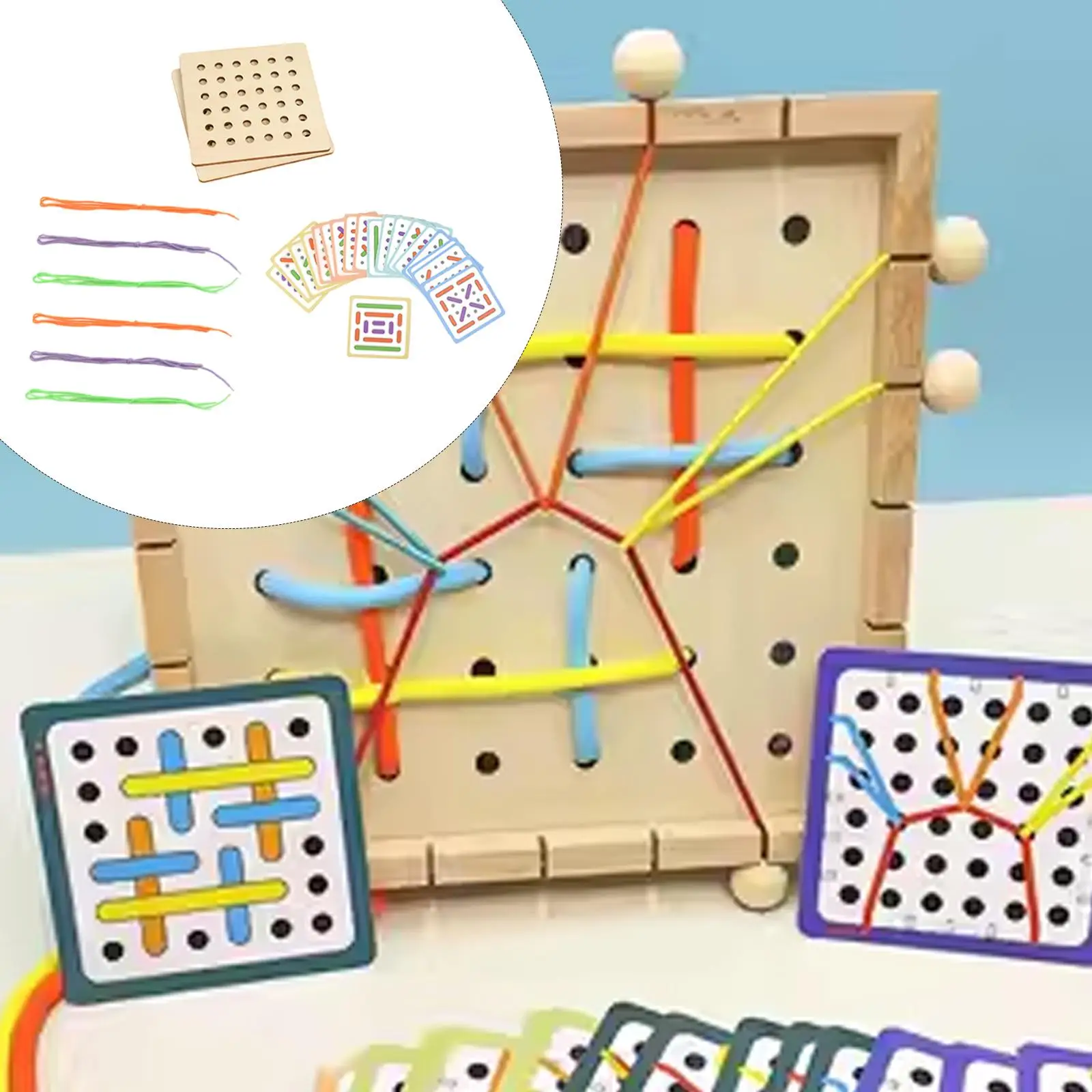 Wooden Threading Toy Rope Threading Game for Kids 1 2 3 4 5 6 Boy And Girls