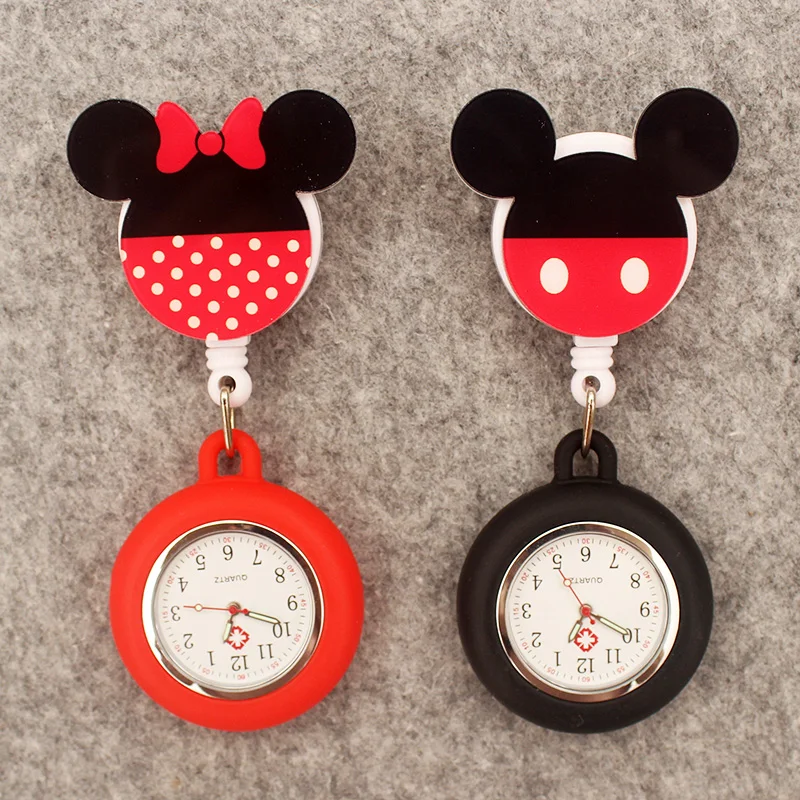 

Cartoon Couple Cake Friends Style Stretchable Pocket Watch Retractable And With Clip For Men And Women