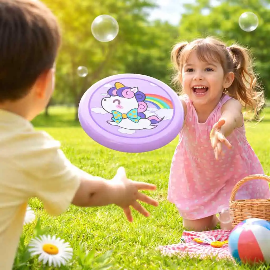 Soft Silicone Flying Disc for Kids Bendable Safe Frisbee Toy Ouch-Free Indoor Outdoor Family Game