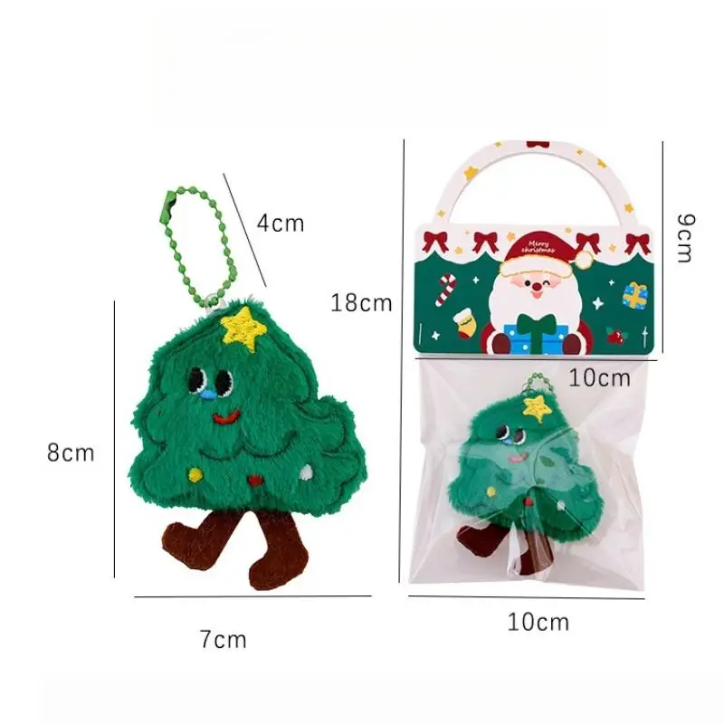 Christmas Plush Ornament Cute Santa Claus Snowman Stars Keychain Backpack Hanging Decor Gift For Friends Portable Bag Pendant