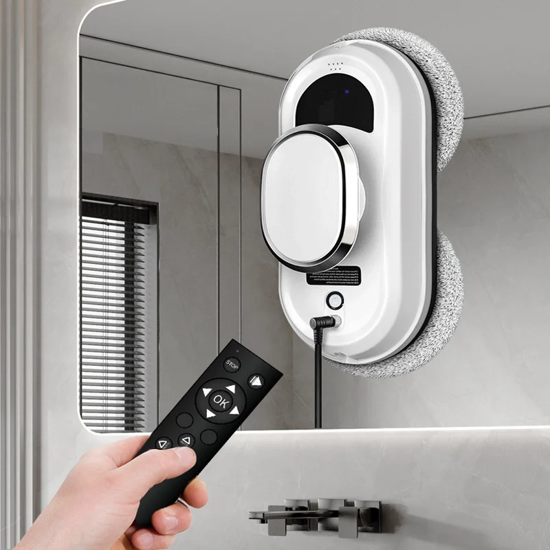 การทําความสะอาดระดับความสูงอัตโนมัติ 5600Pa เครื่องทําความสะอาดหน้าต่างอัจฉริยะในครัวเรือนแบบดูดขนาดใหญ่ป้องกันการล่มสลาย